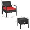Costway 3PCS Patio Rattan Furniture Set Storage Table Cushioned Sofa Deck Red\Turquoise\White